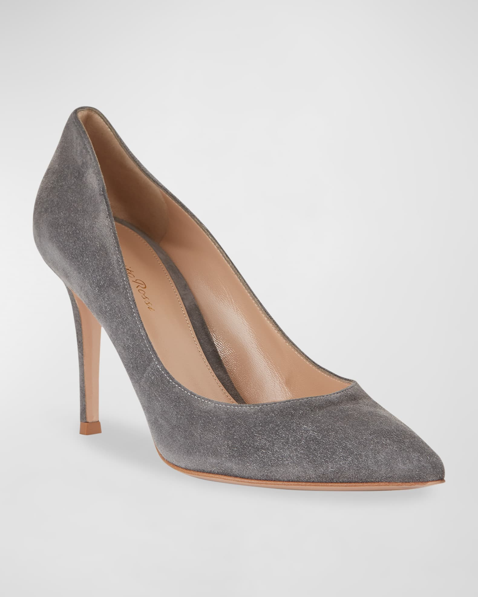 Gianvito 85 Suede Point-Toe  High-Heel Pumps | Neiman Marcus