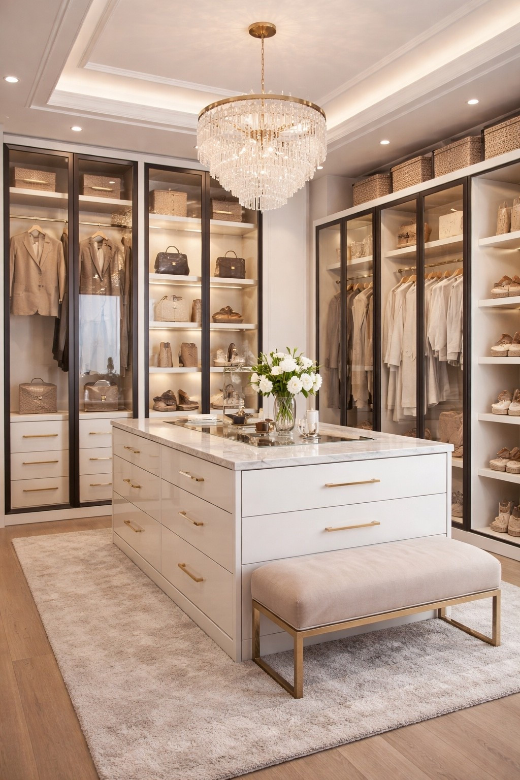 A chic walk in closet with a center island, soft neutrals, and elegant luxury details.

#walkincloset #closetideas #luxurycloset #closetdesign #closetinspo #neutralhome #glamhome #homedecor #interiordesign #luxuryhome #organizedhome #customcloset #closetorganization #closetisland #dresserdesign #bedroomcloset #homeinspo #designinspo #wayfairhome #ltkhome #ltkdecor #ltkdesign #ltkfinds #ltkit #shopthelook #pinteresthome #neutraldecor #elegantinteriors #highendinteriors #dreamcloset