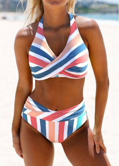 New In
        MODLILY® Criss Cross Striped Multi Color Bikini Set | modlily.com