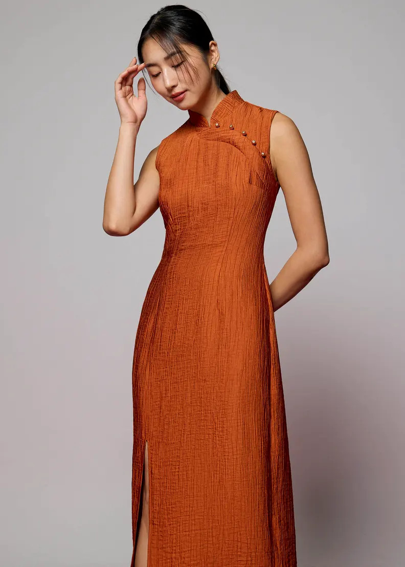 Crinkled Classic Midaxi Cheongsam | Love, Bonito USA