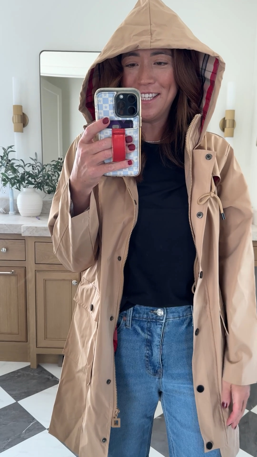 Rain Jacket trench coat! I’m wearing a medium. 5’6” 