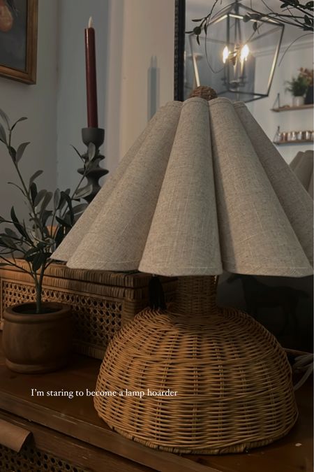 Rattan lamp, rattan lamp with scalloped shade, scallop shade, lamp 

#LTKhome #LTKunder100 #LTKsalealert