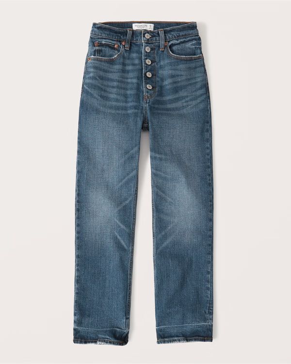 Ultra High Rise Ankle Straight Jeans | Abercrombie & Fitch (US)