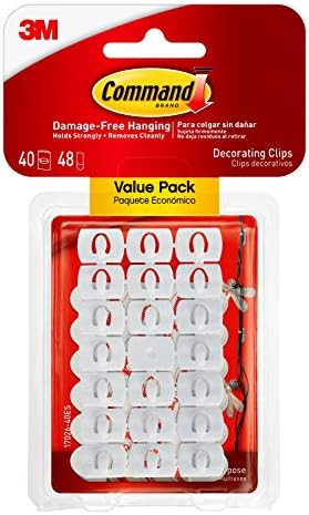 Command Small Decorating Clips, White, 40-Clips, 48-Strips, Decorate Damage-Free | Amazon (US)