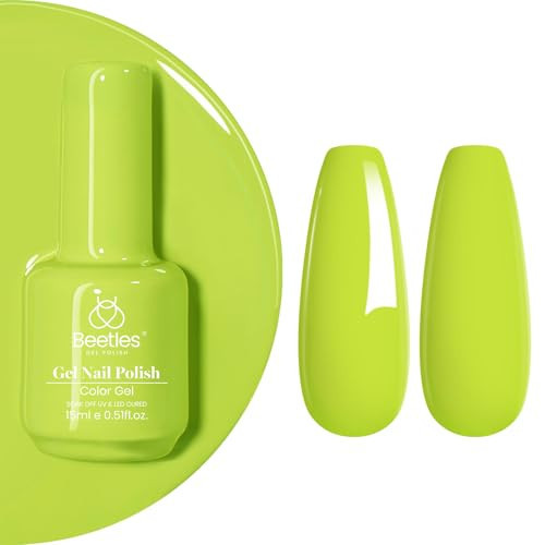 Beetles Green Gel Nail Polish - Fresh Greenery 15ML/0.51Fl Oz, Light Green Gel Nails Polish, Neon Lime Color Soak Off UV LED Lamp Nail Art, Long-Lasting Manicure Salon DIY Home Spring Nails | Amazon (US)