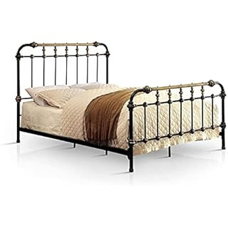 TRIBECCA home Wrought Iron Bed Frame Dark Bronze Metal Queen Size USA Vintage Look Shabby Chic Fr... | Amazon (US)