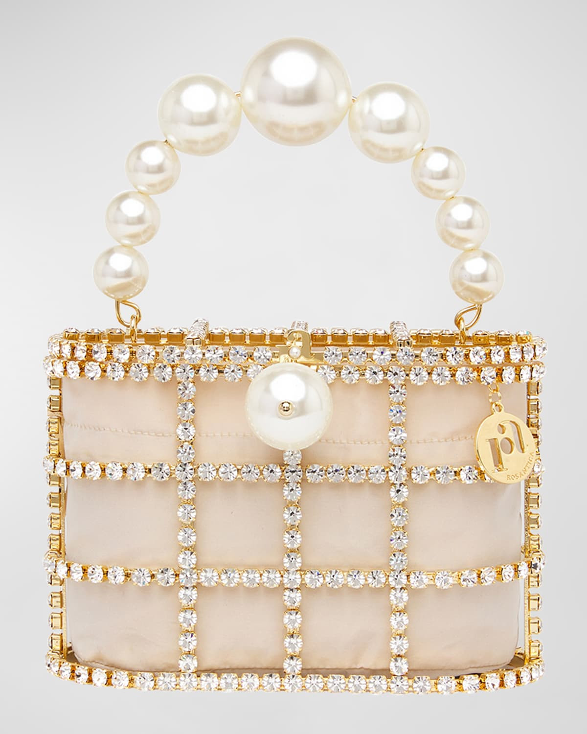 Holli Pearly Crystal Caged Top-Handle Bag | Neiman Marcus