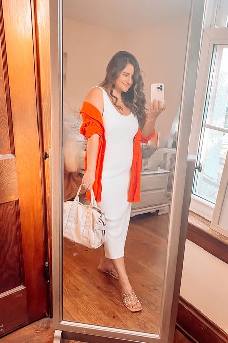 A white bodycon dress that looks gorgeous on curves! Paired with a muslin button up that’s so comfy and versatile.

Wearing an XL in the white dress, could use an L

Linked strapless bra and slip shorts

Summer style, casual outfit, summer dress, midi dress, Amazon dress

#LTKFind #LTKmidsize #LTKcurves
