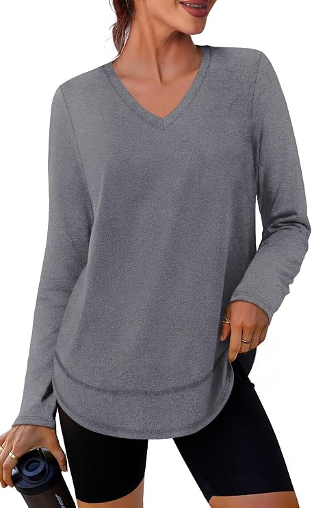 XIEERDUO Womens Workout Tops Long Sleeve Sun Protection Dry Fit Running Gym | V Neck, Uv Sun Prot... | Amazon (US)