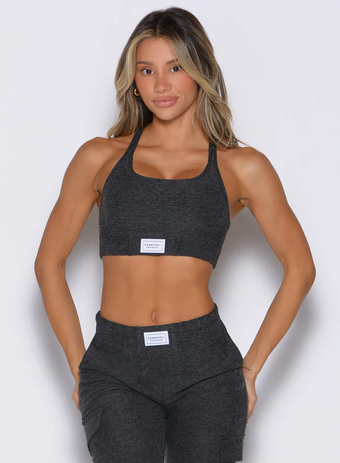 Black Comfortable Racerback Lounge Bra | Bombshell Sportswear | Bombshell Sportswear