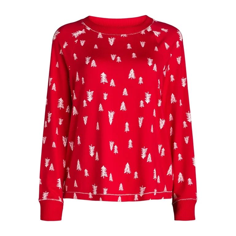 Joyspun Women’s Hacci Knit Tree Print Sleep Top with Long Sleeves, Sizes XS-3X | Walmart (US)