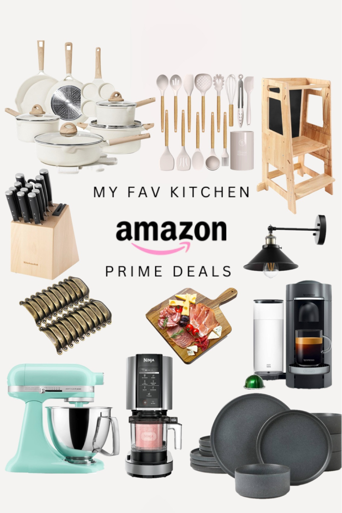 Amazon prime day deals for the kitchen that I love! 💕 Amazon prime sale + kitchen deals + pots and pans + knife set + light sconce + kitchen aid + toddler gift + Nespresso + dish set

#LTKxPrimeDay #LTKHome #LTKSaleAlert