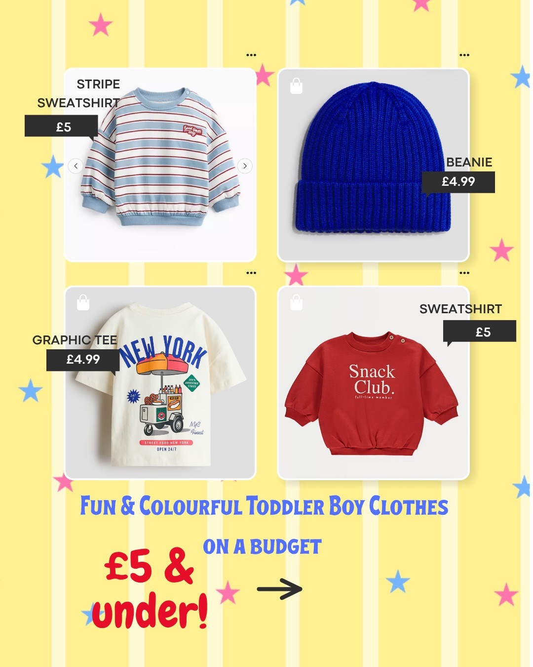 Fun boys clothes on a budget! Some of my absolute favourite finds for under £5 in store now #toddlerclothes #toddlerstyle #toddlerboyclothes #boyclothes #boystyle

#LTKbaby #LTKkids