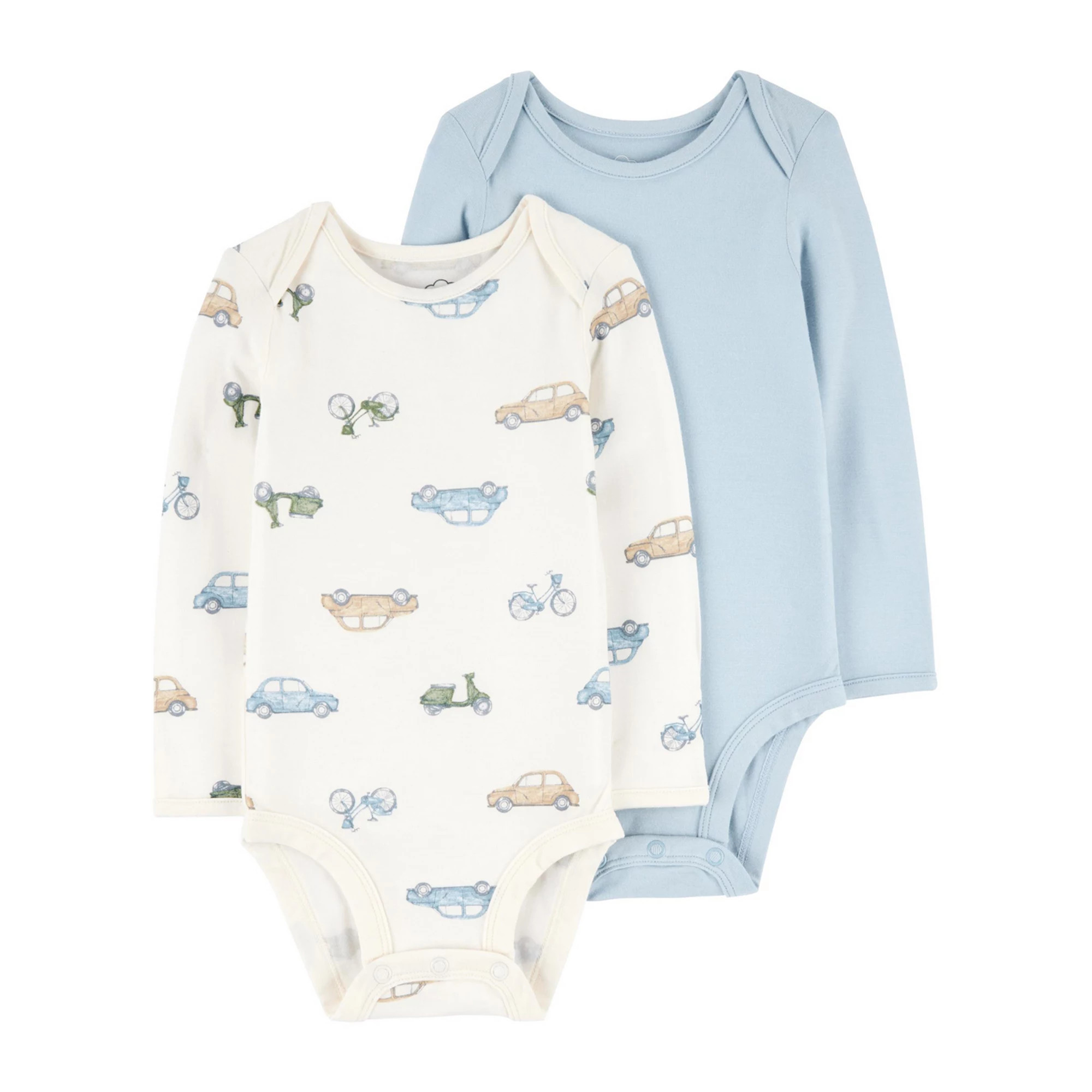 Baby Boy Carter's 2-Pack Long Sleeve PurelySoft Cars and Bikes Bodysuits | Kohl's
