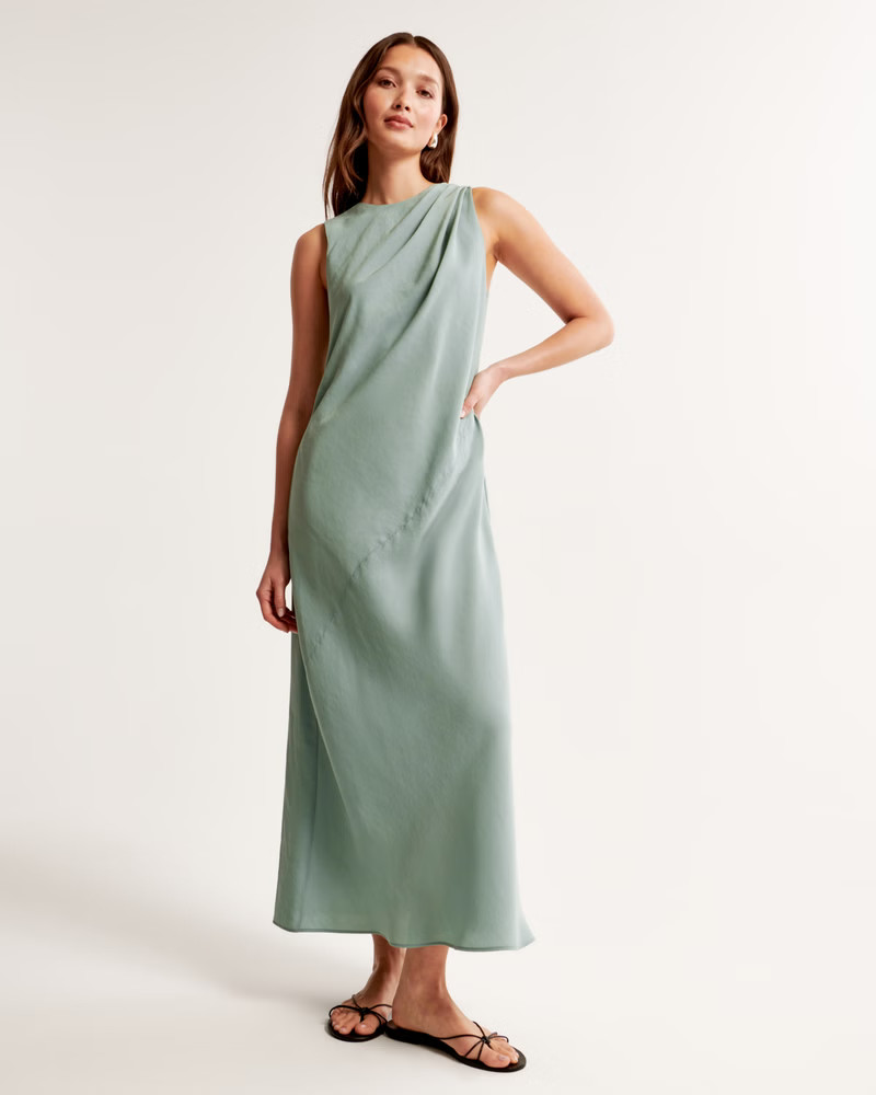 High-Neck Column Midi Dress | Abercrombie & Fitch (US)