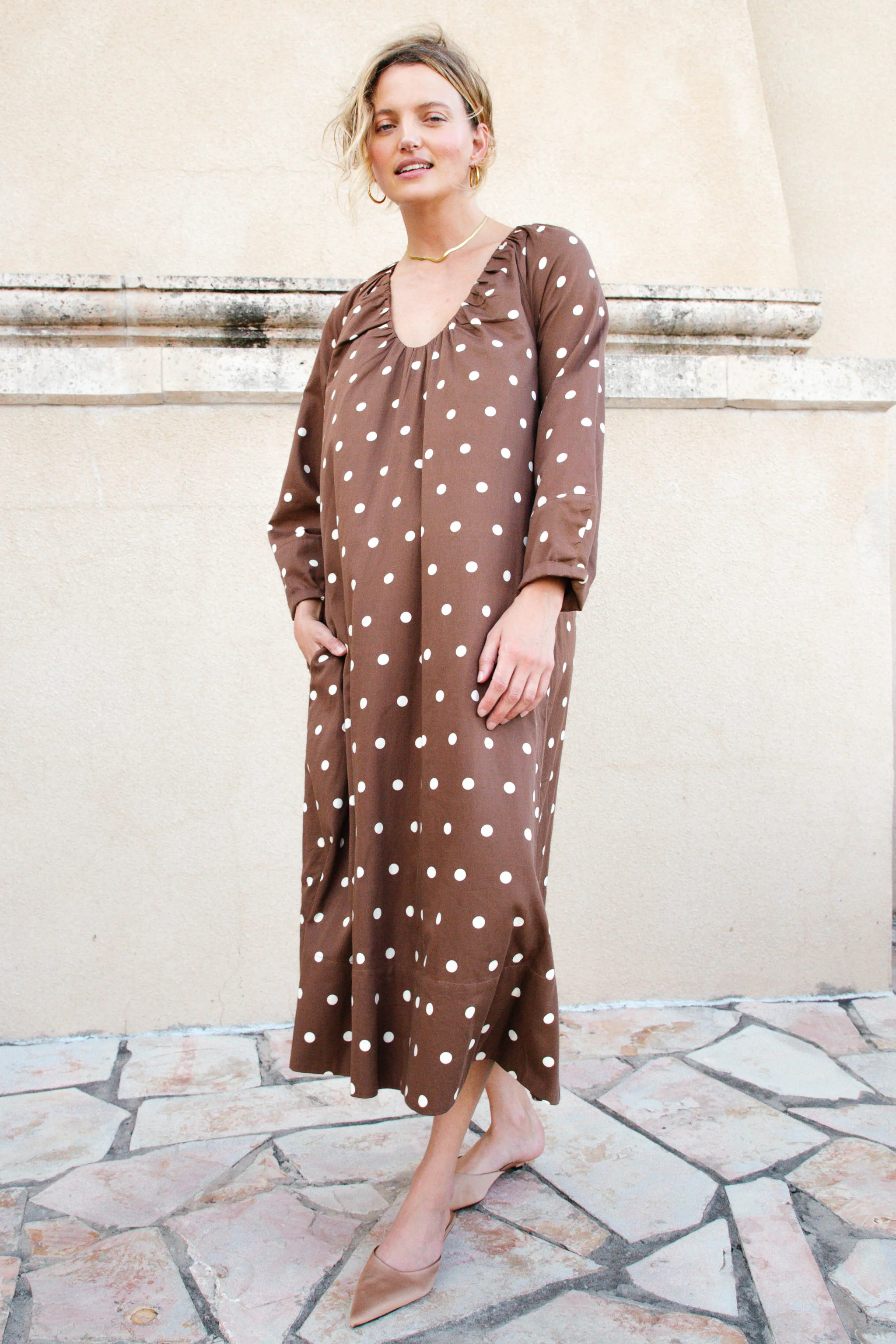 Polka Dot Maxi Dress Caftan by Lady Captain | Lady Captain