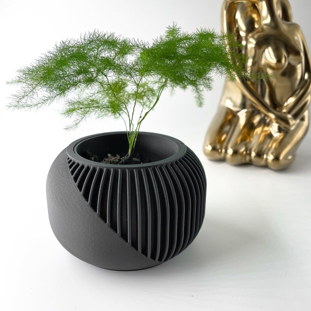 Indoor Planter Pot in Black for Plants With Drainage: 3D - Etsy | Etsy (US)