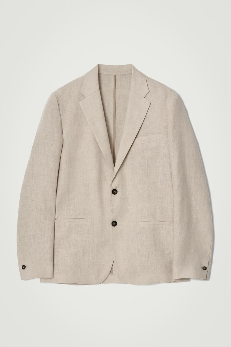 Single-Breasted Linen Blazer in Beige | COS (US)