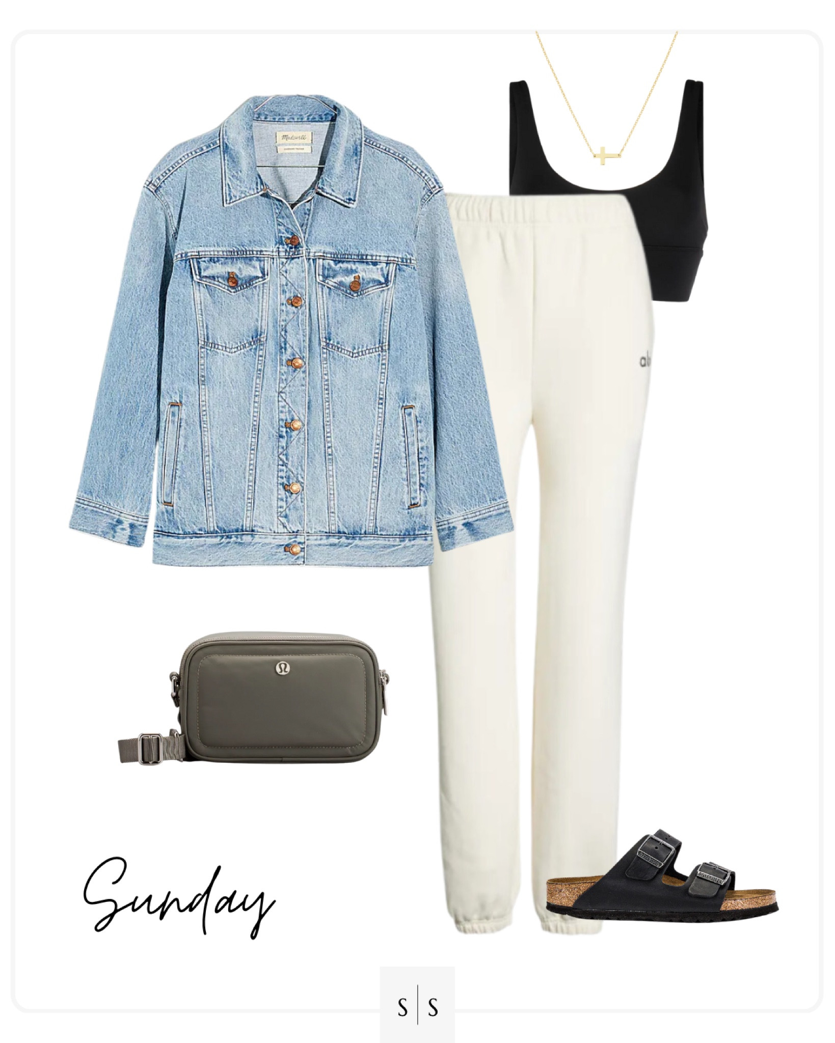 Style Guide of the Week | Alo accolade sweatpants, trucker denim jacket, Align bra, crossbody, Birkenstocks

Foundational timeless style, outfit ideas, weekend wear, Spring outfits, Summer outfits, closet basics, casual style, chic style, everyday outfit. See all details on thesarahstories.com ✨

#LTKfit #LTKFind #LTKstyletip