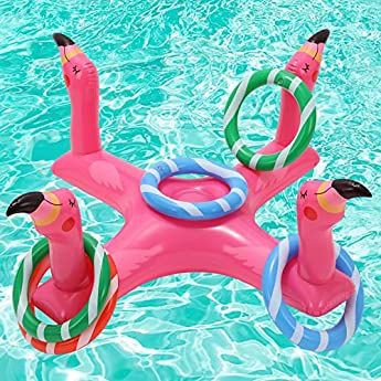 eboozone Inflatable Pool Ring Toss Games, Flamingo Pool Games Shark Pool Toys with 6Pcs Rings, Po... | Amazon (US)