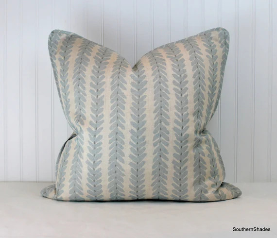 Both or One Side - ONE Schumacher Woodperry Blue/Brown/Aqua/Sage/Pink/LilacPillow Cover with Self... | Etsy (US)