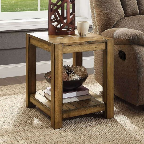 Better Homes & Gardens Bryant Solid Wood End Table, Rustic Maple Brown Finish - Walmart.com | Walmart (US)