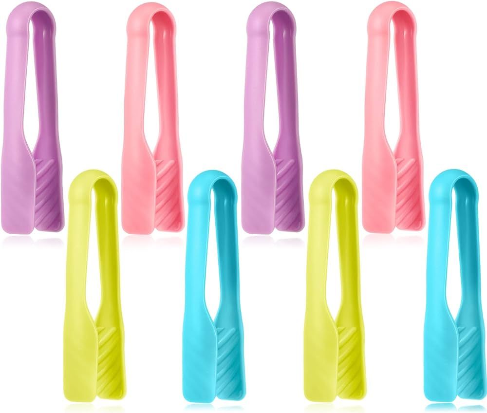 CHENGU 8 Pieces Multi Colored Set of Tongs Mini Plastic Tongs Cooking Tongs Tweezers Kids Adults ... | Amazon (US)