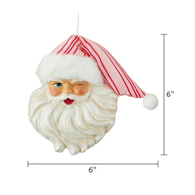 Winter Blush Santa Head Christmas Ornament, 5.12 in, by Holiday Time | Walmart (US)