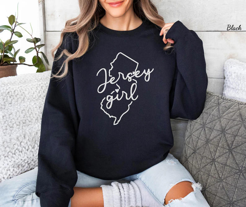 Jersey Girl Sweatshirt, New Jersey State Crewneck, Jersey Pride Sweater, Women's Jersey Girl Pull... | Etsy (US)