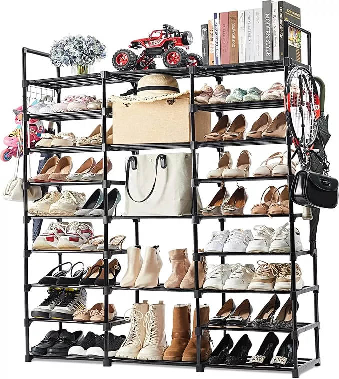 9 Tiers Shoe Rack, 32-40 Pairs Large Stackable Shoe Organzier for