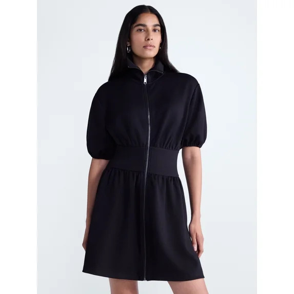 Scoop Women's and Women's Plus Scubaknit Zip Front Dress, Sizes XS-4X | Walmart (US)