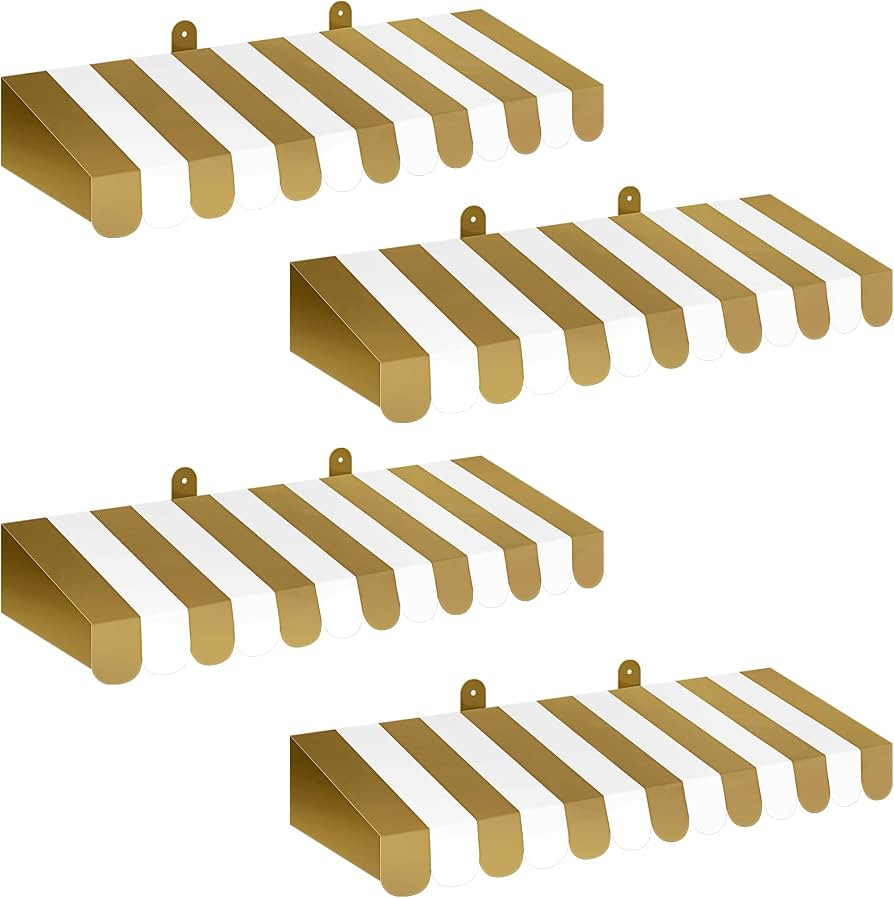 Boao 4 Pcs 3D Cardboard Awning Decor,Gold and White,Striped Style | Amazon (US)
