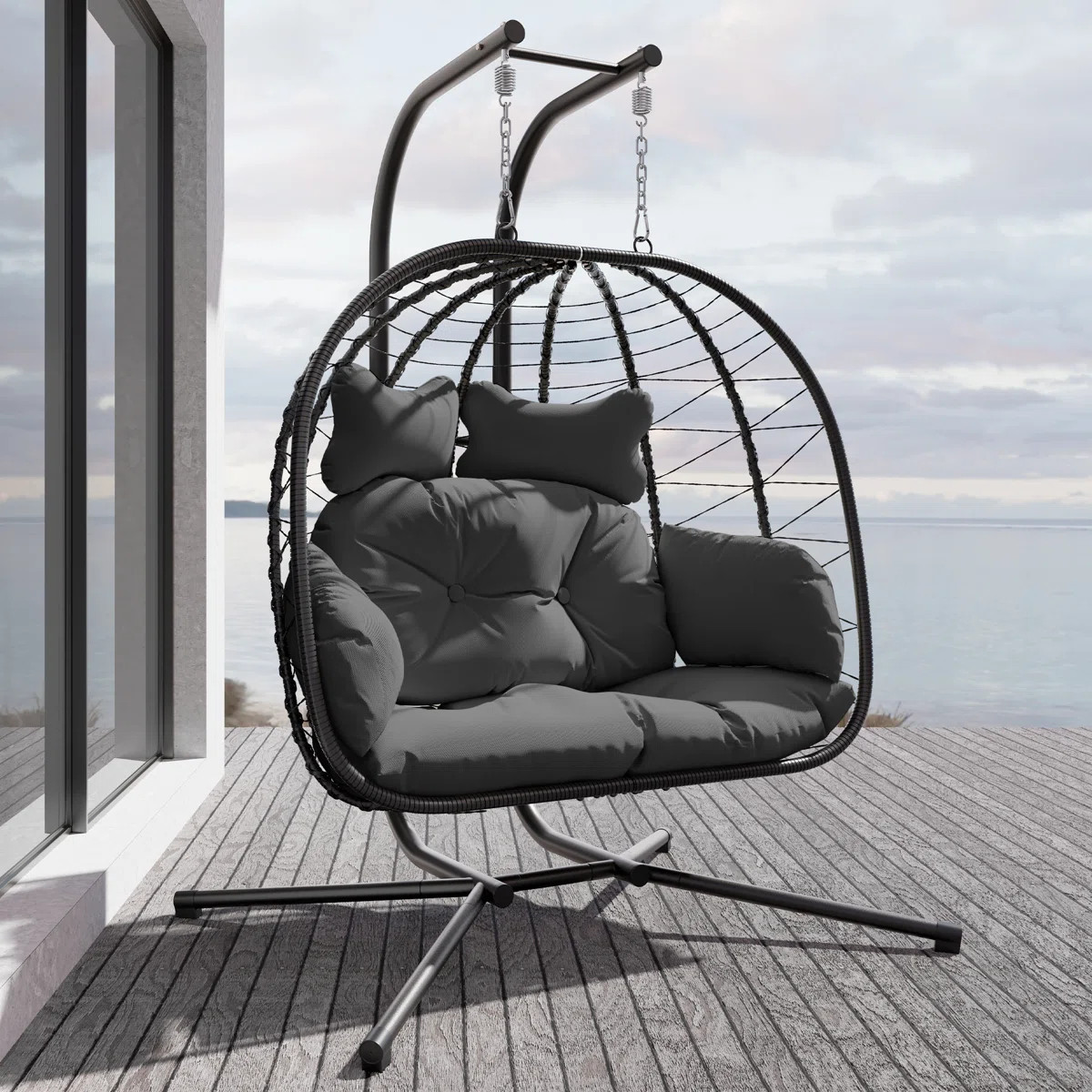 Chousein Egg Chair with Stand for 2 Person | Wayfair North America