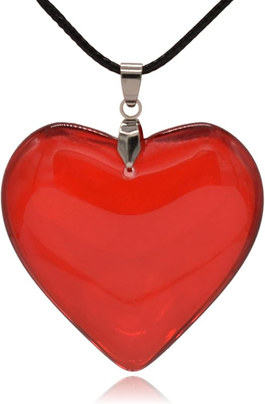 Clayton Jewelry Labs Large Red Semi-Transparent Solid Glass Heart Pendant Necklace | Amazon (US)