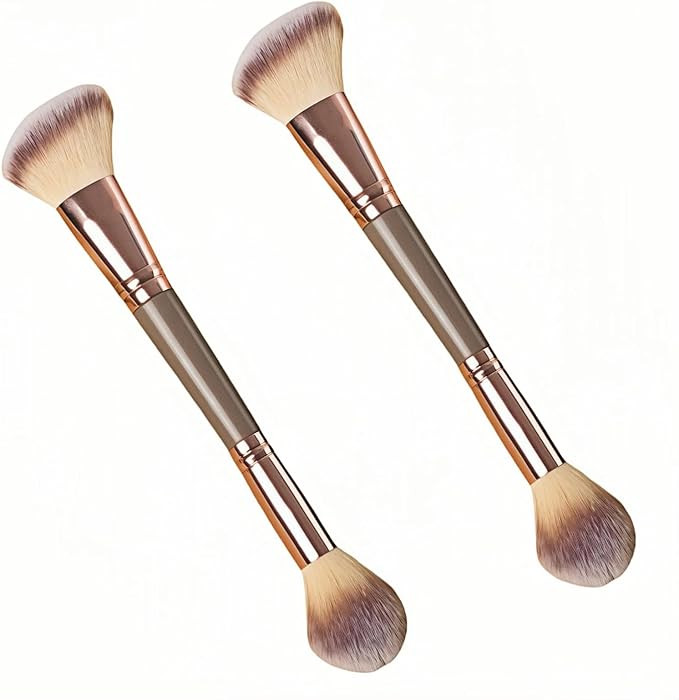 2-in-1 Dual-Ended Makeup Brush for Foundation, Concealer & Powder – Soft Synthetic Bristles, No... | Amazon (US)