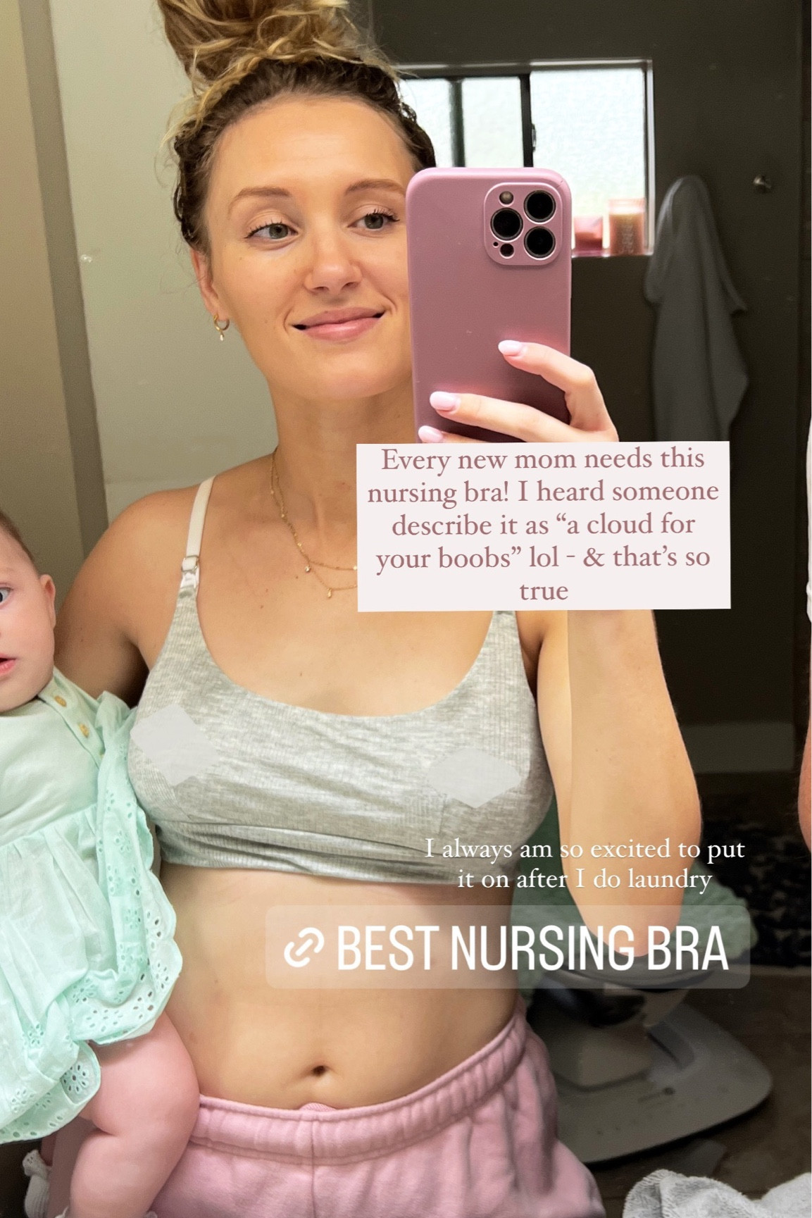 Every mom needs this nursing bra! I got size small, it’s verrry stretchy. I love their nursing tanks as well 