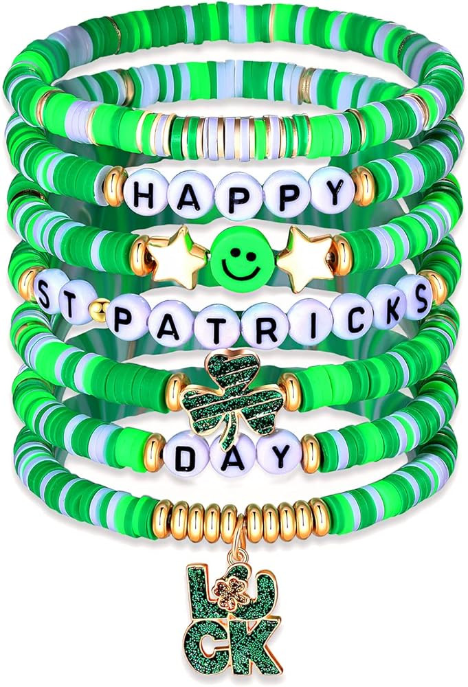 Surfer Heishi Bracelets for Women Stackable Rainbow Vinyl Disc Clay Beaded Stretch Bracelets Elas... | Amazon (US)