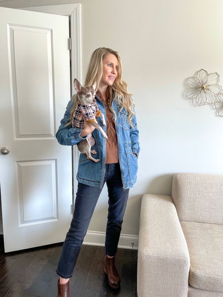 Love this jean utility jacket from Target!

Fall outfit, dog sweater, button blaring sweater, black jeans

#LTKstyletip #LTKunder50 #LTKSeasonal