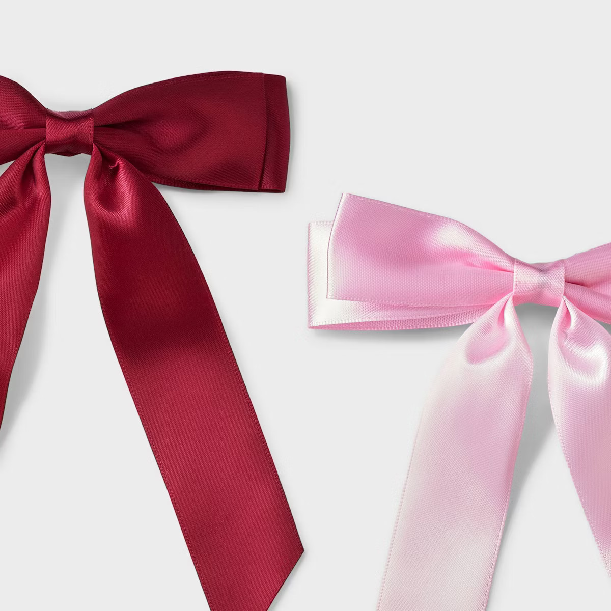 Girls' 2pk Satin Bow Barrette Set - Cat & Jack™ Pink/Burgundy | Target