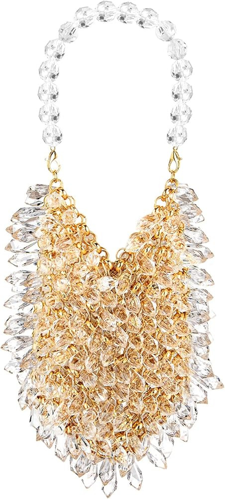 Mini Evening Clutch Handbag for Women, Crystal Beaded Acrylic Purse, Small Cute Crossbody Shoulde... | Amazon (US)