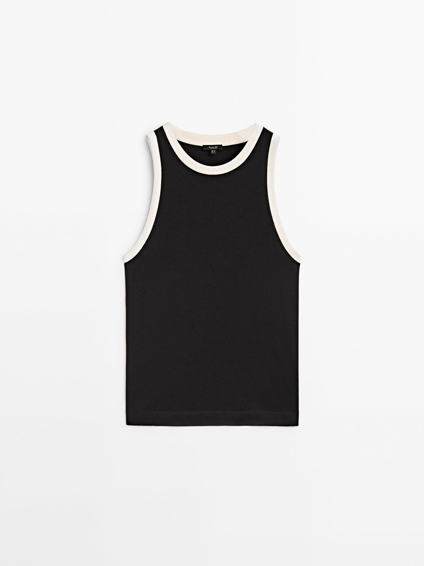 Sleeveless contrast T-shirt | Massimo Dutti US