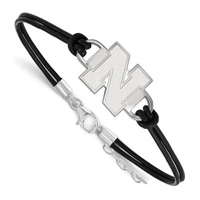 Sterling Silver U. of Nebraska Sm Leather Bracelet, 7 Inch | Target
