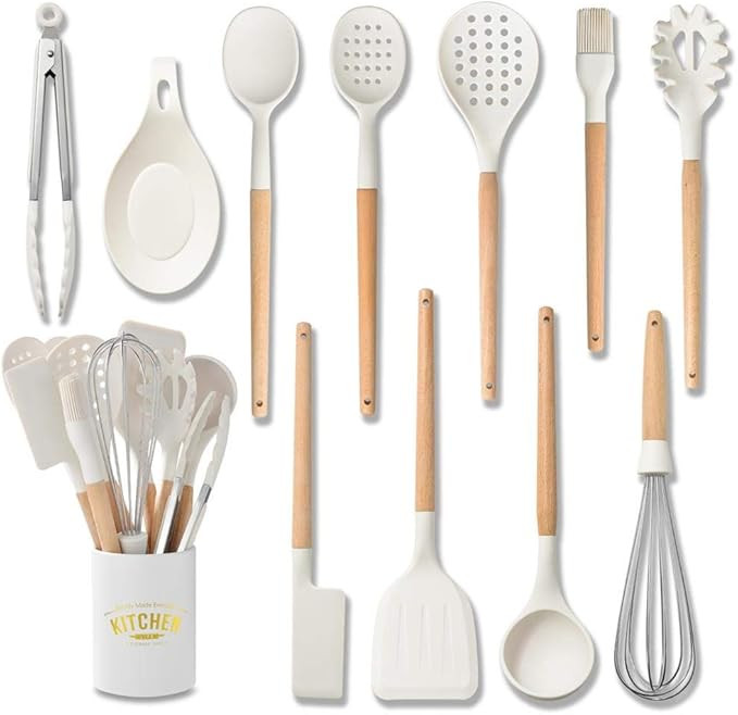 Bolergift Silicone Kitchen Utensils, Cooking Utensils with Wood handle, Set of 11 Heat-Resistant ... | Amazon (CA)