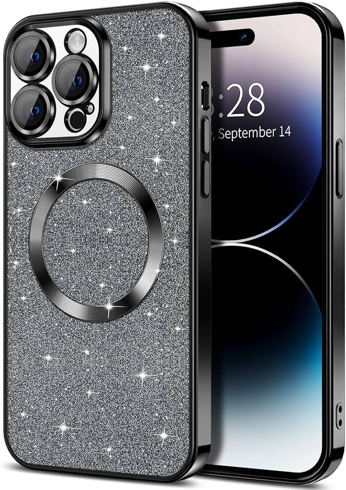 Hython for iPhone 14 Pro Max Case Glitter, Clear Magnetic Phone Cases with Camera Lens Protector ... | Amazon (US)