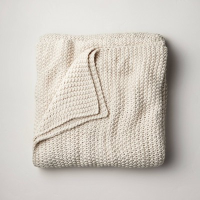 King Chunky Knit Bed Blanket Natural - Casaluna™: Acrylic Sweater Knit, Machine Washable, All Ages | Target