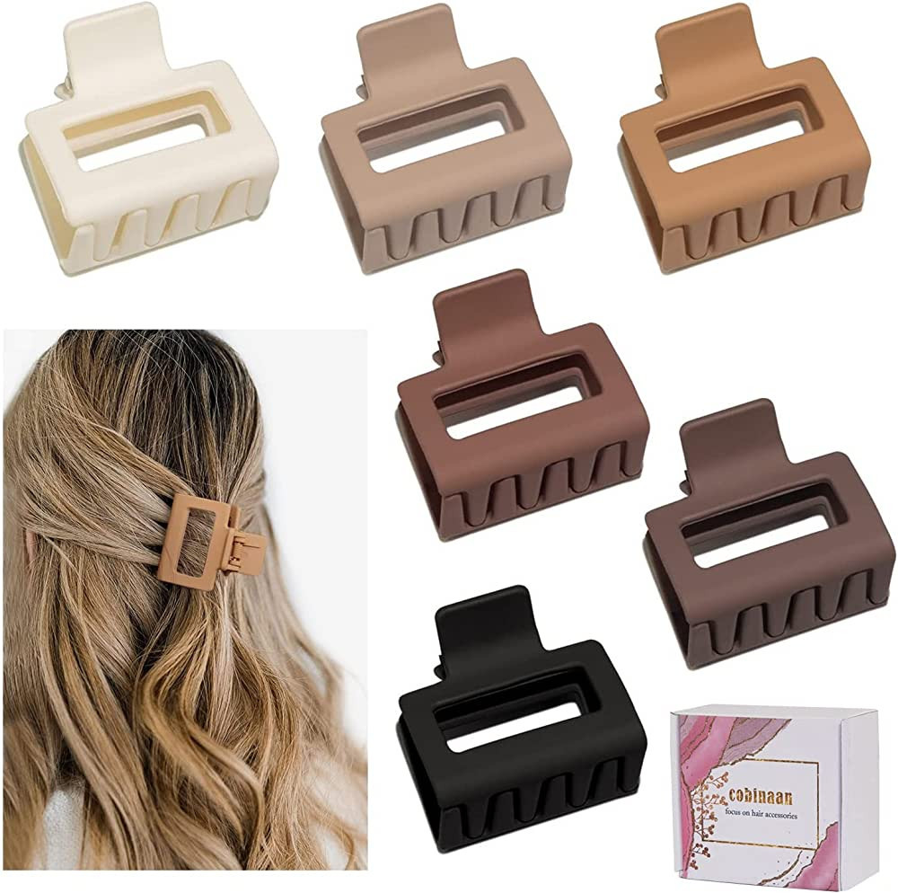 Medium Claw Hair Clips for Women Girls, 2" Matte Rectangle Small Hair Claw Clips for Thin/Medium ... | Amazon (US)