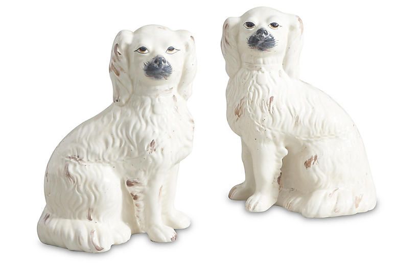 Asst. of 2 Comfort Dog Figures, Cream | One Kings Lane