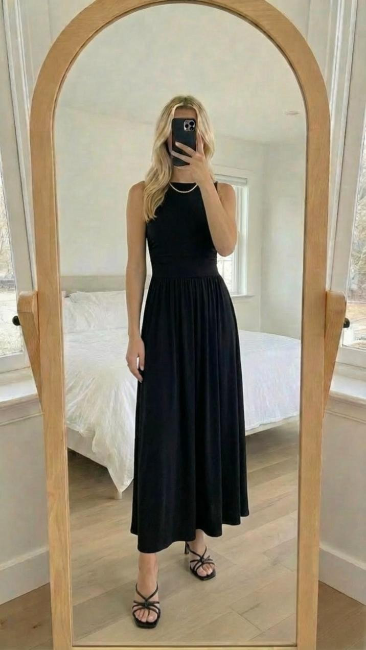 Summer staple alert! 🖤☀️
This black sleeveless maxi dress is THE perfect summer essential! The ruched high waist, flowy silhouette, and casual elegance make it so flattering and versatile!
What I love about this dress:
✨ Classic black color goes with everything
✨ Flattering ruched high waist
✨ Sleeveless design for warm weather
✨ Flowy, comfortable maxi length
✨ Perfect beach to brunch piece
✨ Can dress up or down
The ruched waist detail is so flattering and creates a beautiful silhouette! The flowy fabric is lightweight and breathable - perfect for hot summer days. Love that it's black so it's incredibly versatile and easy to style!
This maxi dress is perfect for:

Beach days
Vacation
Pool coverup
Casual dinners
Shopping trips
Weekend outings
Summer events

Style it with sandals and a sun hat for the beach, or dress it up with wedges and jewelry for dinner! Throw on a denim jacket for cooler evenings. The possibilities are endless!
Shop this summer maxi dress by following me in the LTK app 🛍️
#LTKfinds #LTKstyletip #LTKunder50 #maxidress #blackdress #summerdress #beachdress #vacationdress #casualdress #flowydress #summer2026 #sundress #sleevelessdress #ootd #outfitinspo #LTKtravel #summerfashion #resortwear #beachstyle #vacationstyle #affordablefashion 

 

#LTKmomlife #LTKWorkwear #LTKTravel