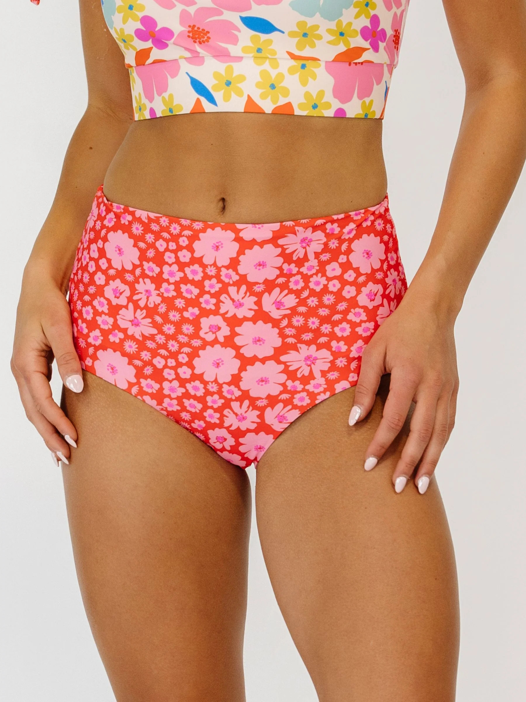Artsy Floral/ Scattered Floral Reversible Ultra High-Waist Bottom | Lime Ricki