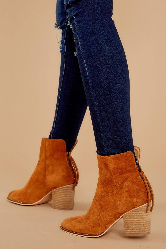 Taking These With Me Caramel Brown Ankle Booties | Red Dress 